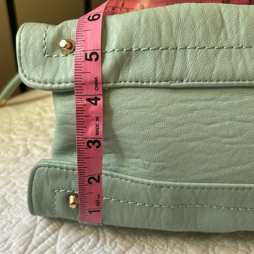 Jessica Simpson aqua teal double strap handbag with gold tone hardware. - Picture 11 of 14